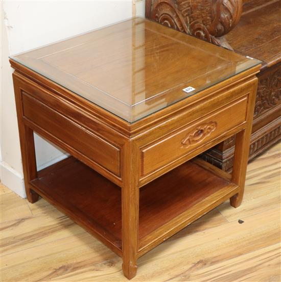 A pair of Chinese cherrywood side tables W.56cm